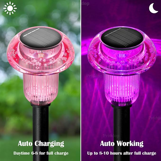 Halloween Solar Lights Outdoor 16 Pack Pink Purple LED Waterproof Mushroom Outside Lights for Yard Garden Patio | Lumora