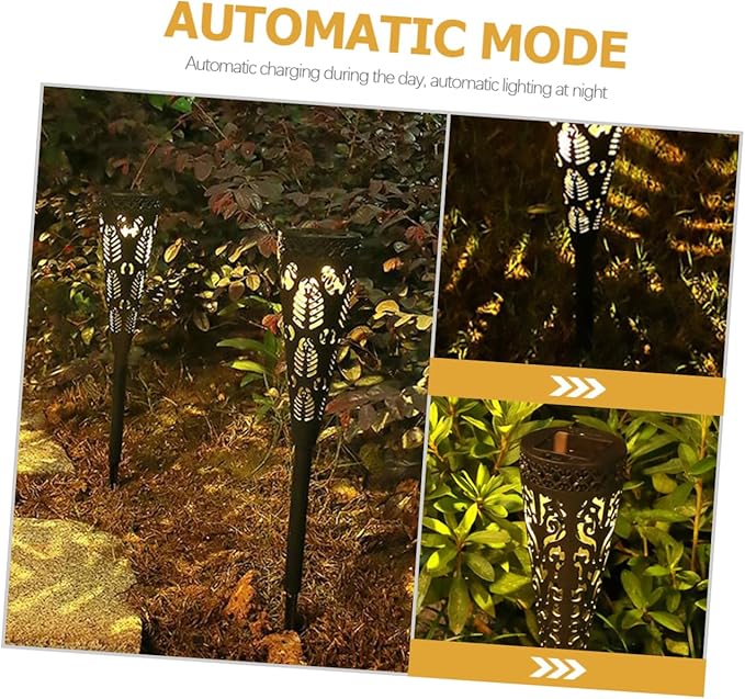Milisten 4pcs Solar Path Lights Led Garden Outdoor Lighting for Pathway Courtyard and Lawn Decoration Warm Hollowed Solar Lights Easy Installation