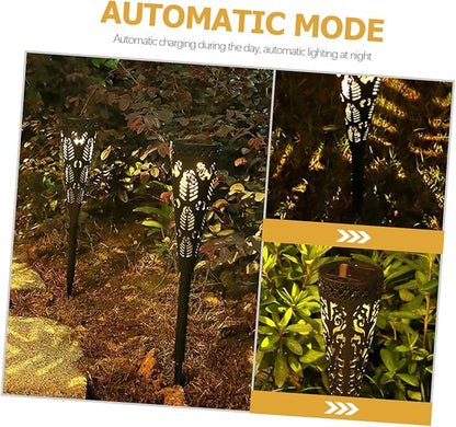 Milisten 4pcs Solar Path Lights Led Garden Outdoor Lighting for Pathway Courtyard and Lawn Decoration Warm Hollowed Solar Lights Easy Installation