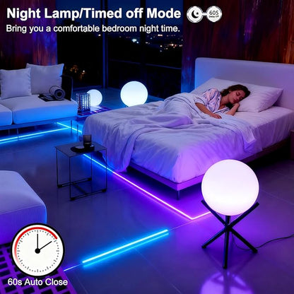 Lightdot 12-Inch RGB+CW Smart Globe Floor Lamp, Corner LED Ball Light with Remote Control, 10W 2700K-6500K Multiple Color Changing, Waterproof Glowing Orb Light for Indoor Outdoor Lighting Decors