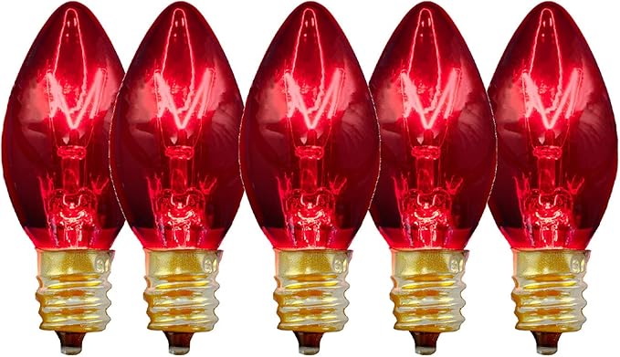EST. LEE DISPLAY L D 1902 Outdoor Patio String Lights Bulbs & Green Hanging Cord Set Christmas Holiday Seasonal Light Bulbs & Cord Included 25FT C-9 E17 (White Wire, Red)