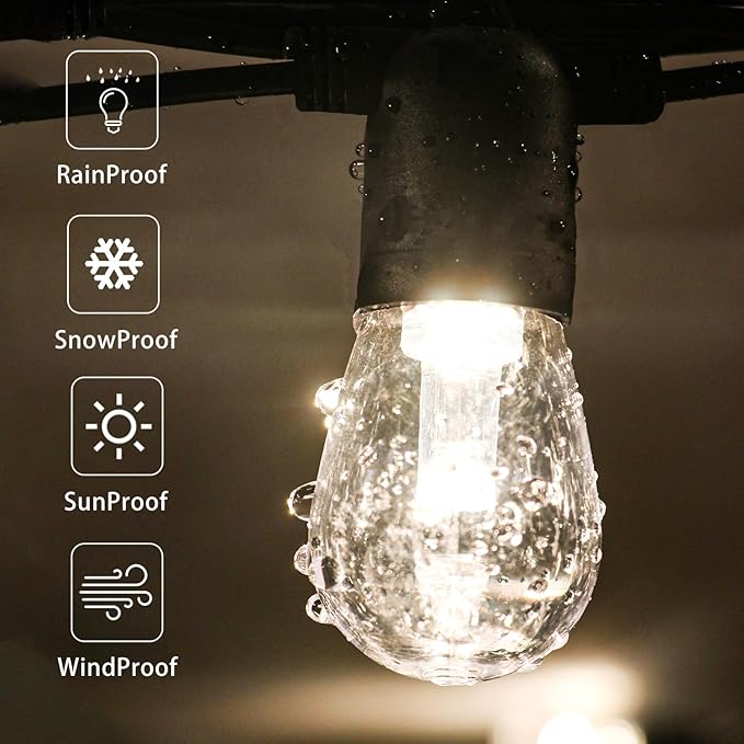 GANA 12V Low Voltage & Safe LED Outdoor String Lights,75FT 24 Shatterproof Bulbs, 2200K Warm White Pergola Lights | Lumora