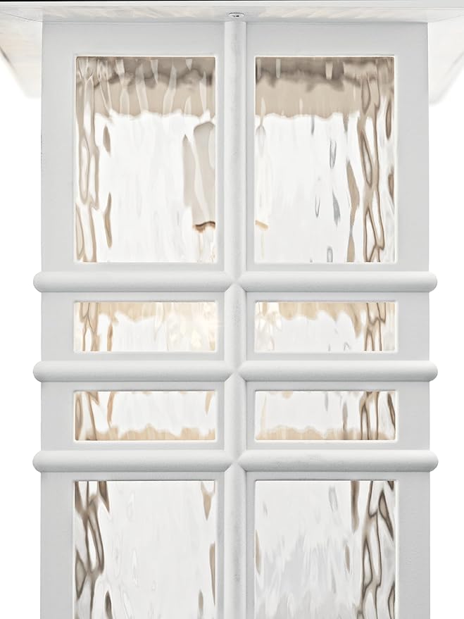 Kichler Beacon Square 14.25" Outdoor Wall Light in White, 1-Light Exterior Wall Sconce with with Clear Hammered | Lumora