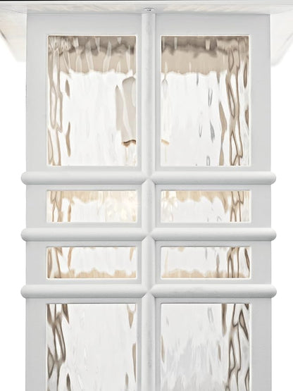 Kichler Beacon Square 14.25" Outdoor Wall Light in White, 1-Light Exterior Wall Sconce with with Clear Hammered Glass, (14.25" H x 8" W), 49830WH