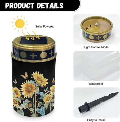 Sunflower Solar Garden Lights Outside Solar Lights for Yard Solar Lights Outdoor Landscape Path Lights LED Solar Lights Outdoor Garden Fall Decoration Flameless Candle
