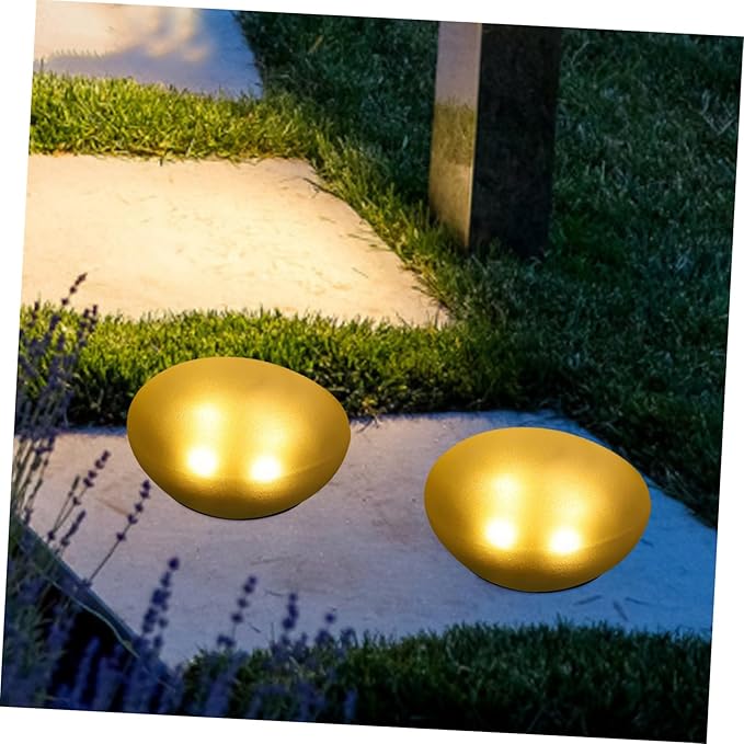 POPETPOP Delicate Pebble Shape Solar Powered Garden Lamp Warm Light Outdoor Pathway Decor Energy-efficient Charming | Lumora