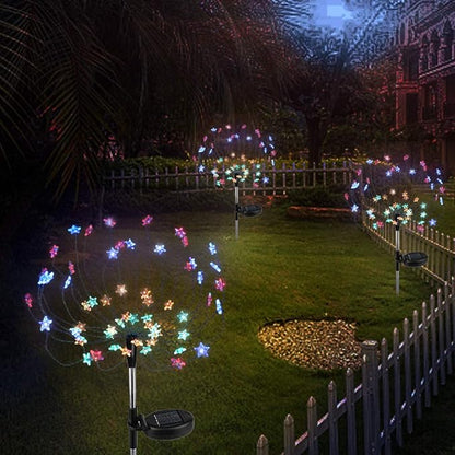 [2 Pack] Solar Star Firework Tree Light, LED Outdoor Star Firework Stakes Solar Garden Decorative Lights for Walkway Pathway Backyard Christmas Decoration Parties (Multi - Color)