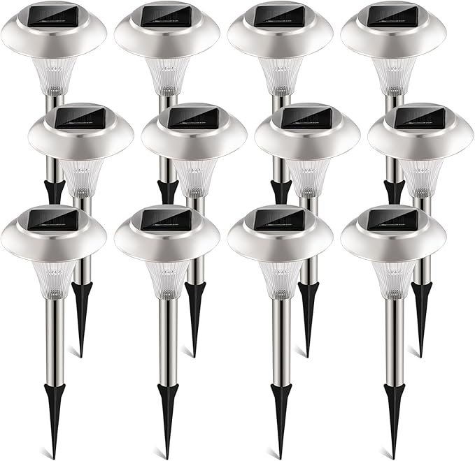 Solar Outdoor Lights, 12 Pack LED Garden Lights Outdoor Waterproof, Color Changing Solar Walkway Lights Maintain 10 Hours of Lighting for Your Garden, Landscape, Path, Yard, Patio, Driveway