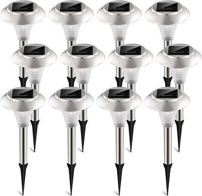 Solar Outdoor Lights, 12 Pack LED Garden Lights Outdoor Waterproof, Color Changing Solar Walkway Lights Maintain 10 Hours of Lighting for Your Garden, Landscape, Path, Yard, Patio, Driveway