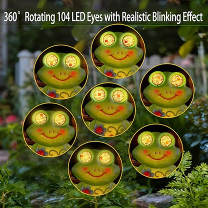 Solar Frog Pathway Lights Outdoor – Solar Powered LED Frog Yard Decor with Blinking Eyes, Auto Dusk to Dawn, IP65 Waterproof Outdoor Garden Solar Lights for Patio, Lawn, Gift for Mom Grandma