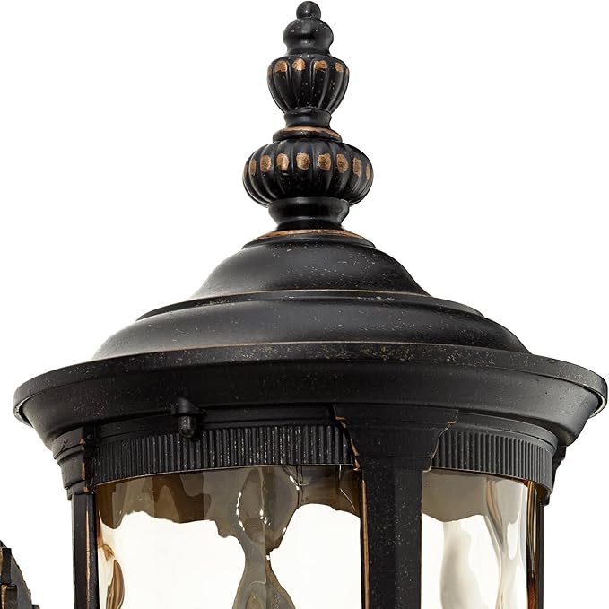 John Timberland Bellagio European Outdoor Wall Light Fixture Sconce Bronze Aluminum 21" Hammered Glass Decor for Exterior House Porch Patio Outside Deck Garage Yard Front Door Garden Home