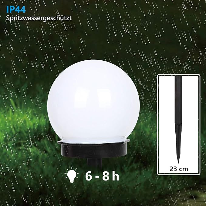 INCX Solar Lights Outdoor, 8 Pack LED Solar Globe Powered Garden Light Waterproof for Yard Patio Walkway Landscape In-Ground Spike Pathway, Cold White