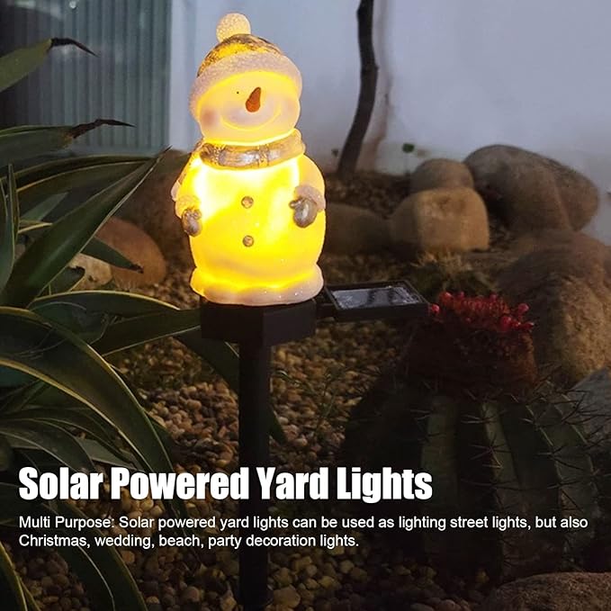 FLEXMAN Outdoor Christmas Decorations, Christmas Outdoor Solar Pathway Lights, Snowman Light Stakes for Decorate Roads, Terraces, Gardens, Corridors