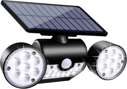 Solar Lights Outdoor, Motion Sensor Security Lights Solar Wall Lights with Dual Head Spotlights 30 LED Waterproof 360°Adjustable Outdoor for Garden Garage Patio (1 Pack)