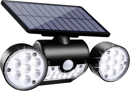Solar Lights Outdoor, Motion Sensor Security Lights Solar Wall Lights with Dual Head Spotlights 30 LED Waterproof 360°Adjustable Outdoor for Garden Garage Patio (1 Pack)