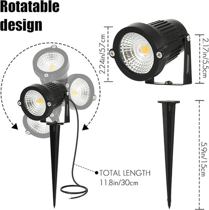 LED Landscape Spotlights Low Voltage 5W 12V 24V Garden Pathway Lights Waterproof IP66 Warm White Walls Trees Flags Outdoor Landscape Lights with Stakes(2P)