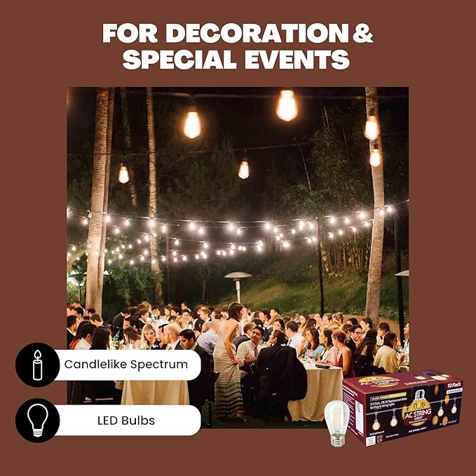 Norb NorbSTRING 2W AC LED Replacement Bulbs for Plug-in String Lights - Warm Candlelight Glow, E26 Standard Base | Lumora