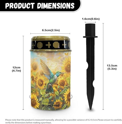 HUGS IDEA Sunflower Hummingbird Solar-Powered Grave Lights Waterproof Garden Pathway Lighting for Yard & Patio Angel Garden Ornaments Solarlampe FüR Grab Wasserdicht