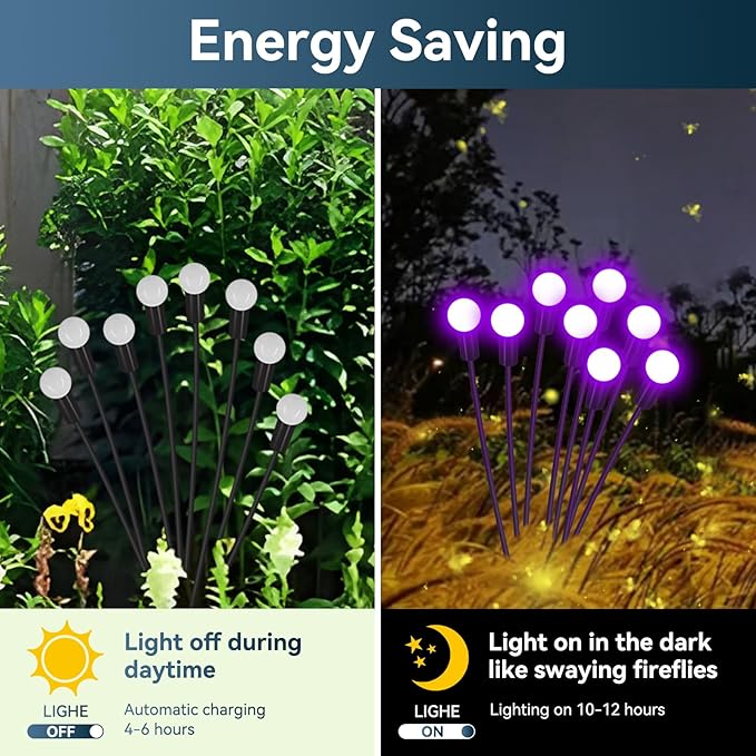 Solar Garden Lights Outdoor Waterproof, 2 Pack 16 LED Swaying Light Firefly Light Outdoor Decor Lights for Pathway | Lumora
