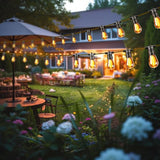 34ft S14 String Lights with 15 Golden Yellow Light Guide Column LED Bulbs – Shatterproof Waterproof E26 for Outdoor | Lumora