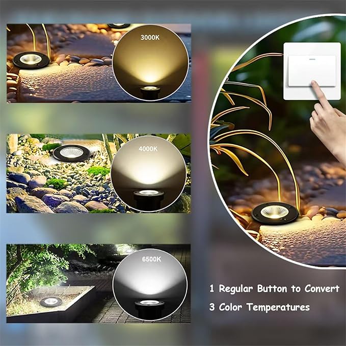 Outdoor Landscape Lights,5W 500lm,High Voltage 110V 120V Ground Lights,IP65 Waterproof LED Well Light,3CCT | Lumora