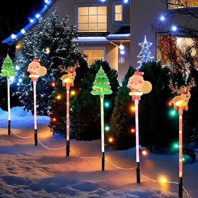Christmas Solar Pathway Light – ABS 47cm | Landscape Christmas Lights | Solar Christmass Stake Light Outdoor Waterproof Garden Yard Lawn Walkway Patio Decorative Lighting for Holiday Festival and Sea