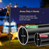 10FT String Light Poles, 1.5 Inch Heavy Duty Poles for Outdoor String Lights with Shepherd Hook, 2 in 1 Light Pole | Lumora