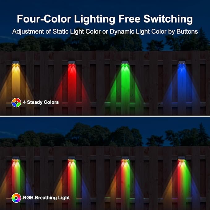 8 Packs Color Changing WRGB Deck Lights Solar Powered and 8 Packs Warm White Solar Lights for - Outdoor Path Light | Lumora