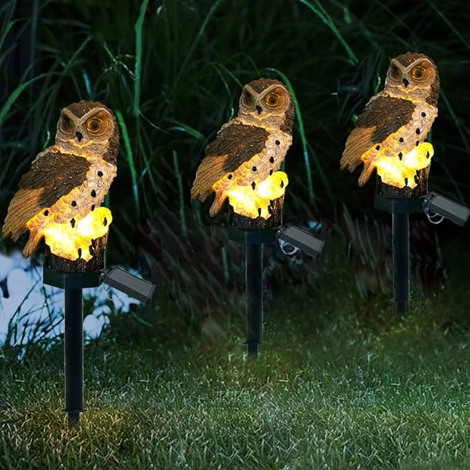 Garden Solar Lights,Owl Shape Waterproof LED Outdoor Lights,Garden Ornaments for Lawn,Pathway,Yard,Driveway,Step and Walkway,Wedding,Party and Patio Decorations(Brown)