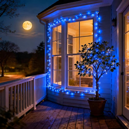 150 LED Blue Christmas Lights, UL Listed and Commercial Grade White Wire String Lights 50 FT, for Indoor and Outdoor Party, Patio, Garden.