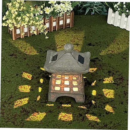 NUOBESTY Solar Outdoor Pagoda Light Waterproof Resin Garden Decoration 2-Pack Solar Pathway Lights for Landscape and Patio Japanese Style Statue LED Lighting