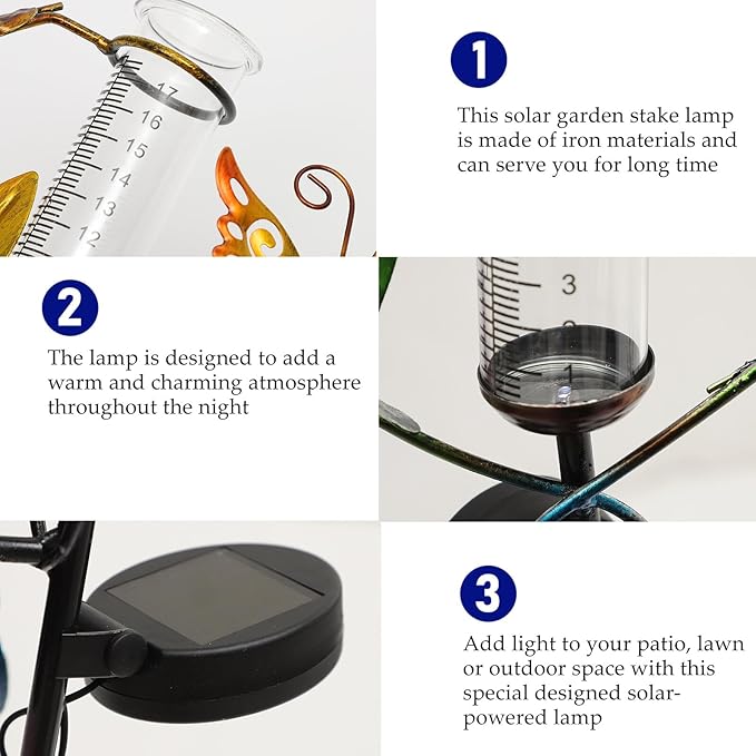 Luxshiny Solar Garden Decorative LED Stake Lamp Outdoor Solar Powered Lawn Path Lights for Yard and Patio