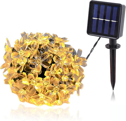 Solar String Lights Outdoor Lights LED Waterproof Sakura Tree Flower Shape 8 Functions Peach Lantern Christmas Garden Decoration Lights