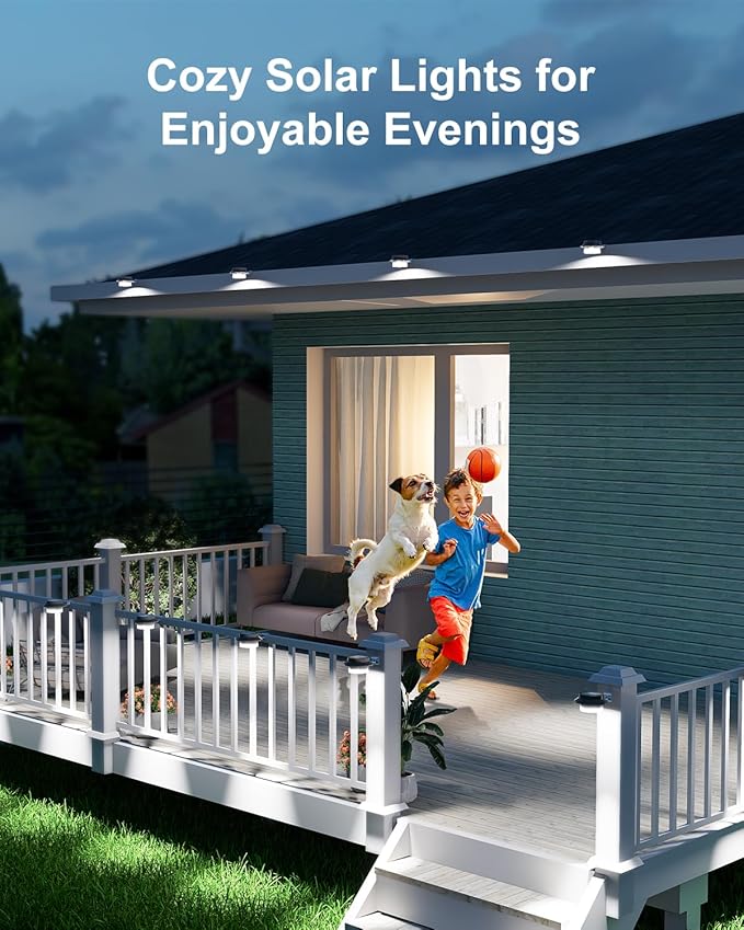 4 Pack White Solar Powered Gutter Lights Outdoor Decorative Waterproof Led Fence Lamp for Lighting Railing, Outside | Lumora