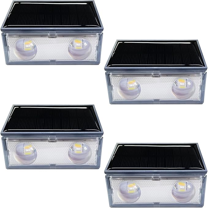(4 Pack) Solar Wall Lights Outdoor,Warm White Colorful,Cordless,Waterproof IP65,0.6W PV Panel,Up Down Lamp Bright | Lumora