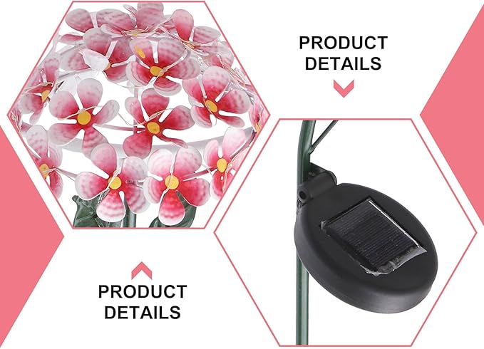Operitacx Solar Hydrangea Lawn Stick Lamp Outdoor Solar Garden Light Red Yard Stake Pathway Lighting for Patio and Villa Landscape