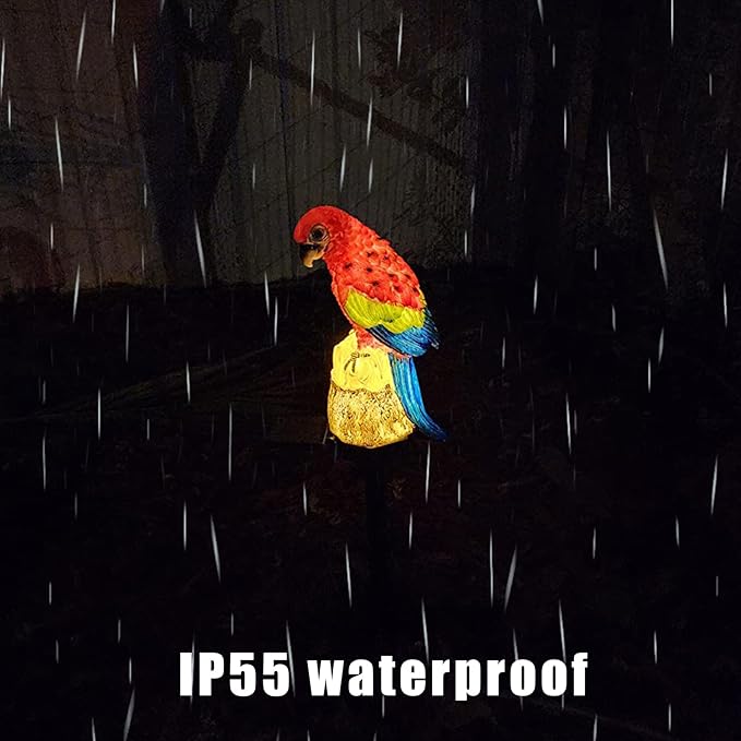 Luwint Small Parrot Garden Solar Lights Parrot Decorative Stake Light Outdoor Waterproof Lamp Parrot Decor for Garden Lawn Pathway Animal Patio Bird Light Parrot Ornament