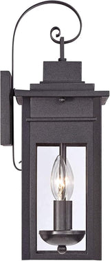 Franklin Iron Works Bransford Traditional Rustic Outdoor Wall Light Fixture Lantern Black Specked Gray 17" Clear | Lumora