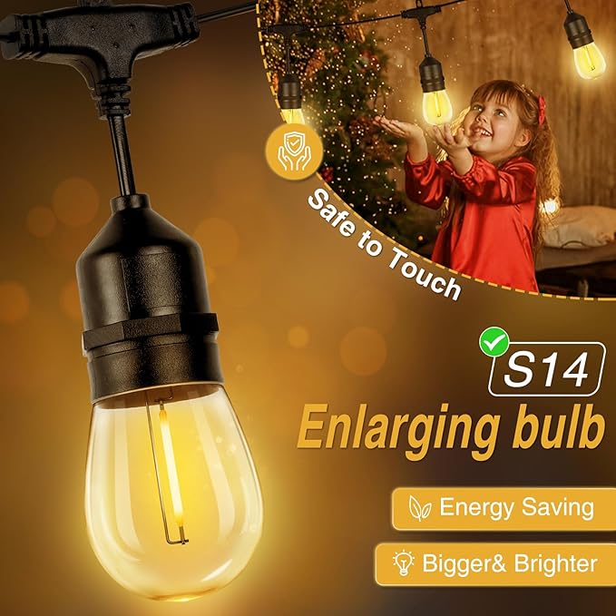 ZJOJO Solar String Lights Outdoor Waterproof 100FT,Solar Lights Outdoor with 30+2 Shatterproof Bulbs IP65, Patio Lights Solar Powered &USB Port, LED String SolarLights for Outside Decor