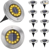 Solar Garden Lights Outdoor, 12 Packs Bright Solar Powered Ground Lights with Updated 12 LEDs, Waterproof Disk Warm | Lumora