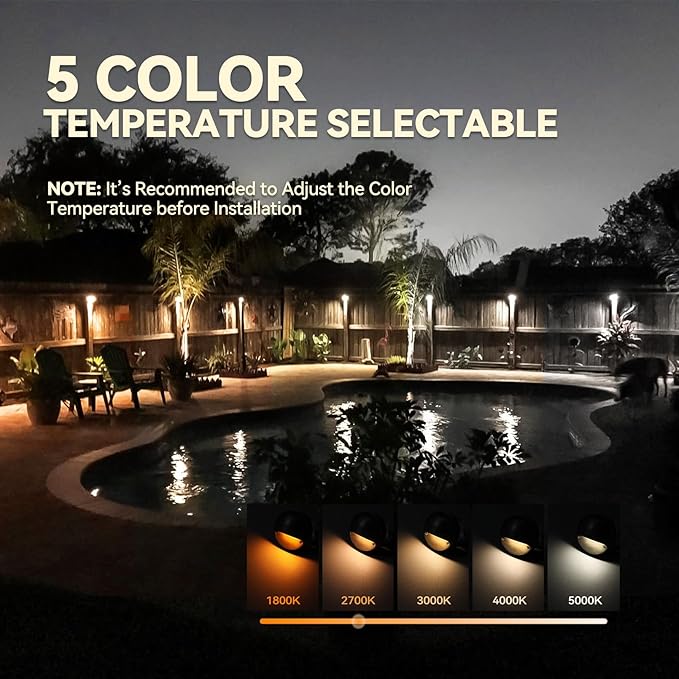 LEONLITE Update 5CCT LED Low Voltage Deck Lights, 180LM 3.74inch Landscape Step Railing Fence Light, 12-24V AC/DC | Lumora