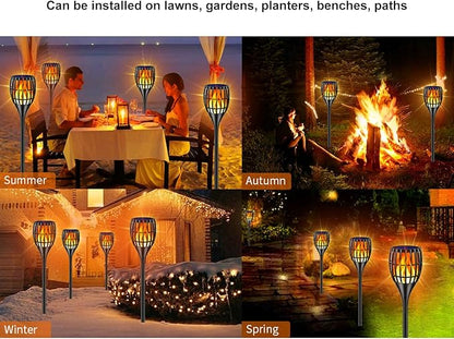 flexman Solar Torch Lights, Warm Yellow Waterproof Solar Powered Flame Torches Outdoor Lights, Outdoor Solar Lights for Lawn, Garden, Flower Pots, Benches, Pathways