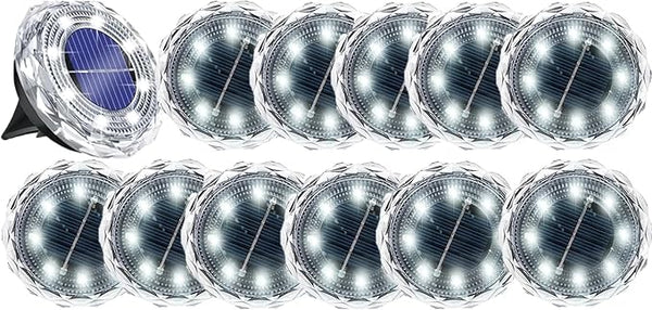 12Pack Solar Ground Lights, Solar Lights Outdoor Waterproof, Pathway Lights Solar Powered, Solar Garden Light | Lumora