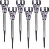 6-Pack Solar Mosaic Border Lawn Garden Lights, LED Mosaic Stake Lights Pathway Landscape Lighting for Patio Walkway | Lumora