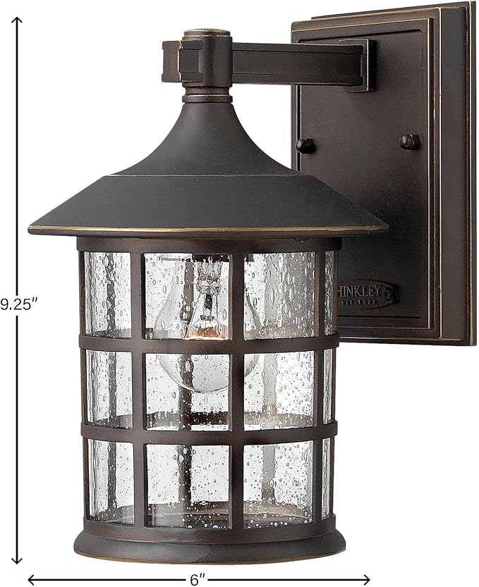 Hinkley Freeport 1800OZ Small Outdoor Wall Mount Lantern - New England Design, Cast Aluminum, Clear Seedy Glass - Oil Rubbed Bronze