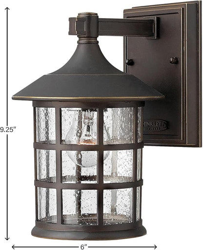 Hinkley Freeport 1800OZ Small Outdoor Wall Mount Lantern - New England Design, Cast Aluminum, Clear Seedy Glass - Oil Rubbed Bronze