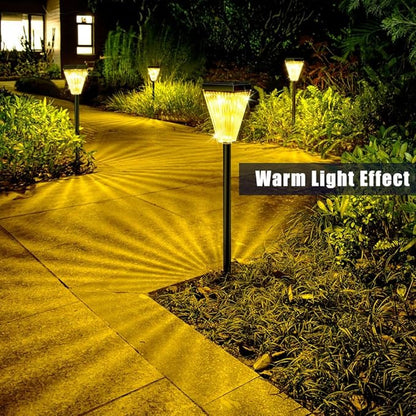 Solar Pathway Lights 2 Pack, 5 Modes Adjustable 3000K Warm White & RGB Fixed/Auto Changing, Smart Light Sensor IP65 Waterproof 200LM for Yard Lawn Garden Walkway
