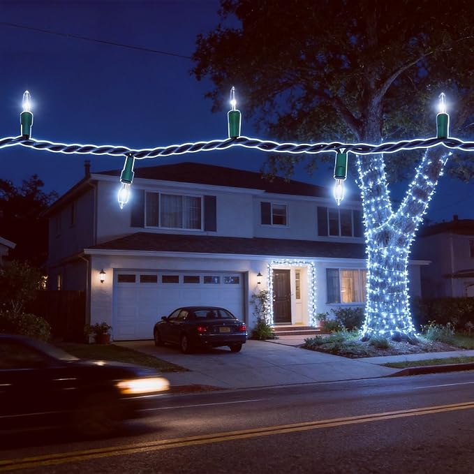 100 LED White Christmas Lights with 35 Ft Green Wire, UL Certified and Commercial Grade LED String Lights, for | Lumora