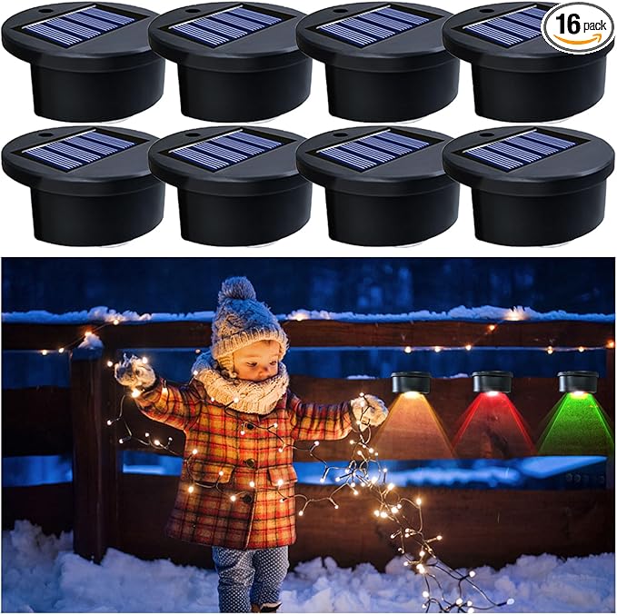 K.E.J. Solar Pool Side Lights Color Changing Solar Deck Lights Outdoor LED Step Light Waterproof Pool Accessories Decor for Stairs Fence Yard Driveway Pathway Yard Backyard Garden (8Pcs)