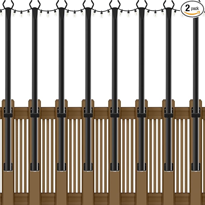 8 Pack String Light Poles,5Ft Metal Poles for Outdoor String Lights,Outdoor Light Poles with Post,Poles/Stand for | Lumora